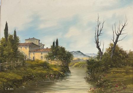 Quadro di Vittorio Nucci Paesaggio - olio tela 